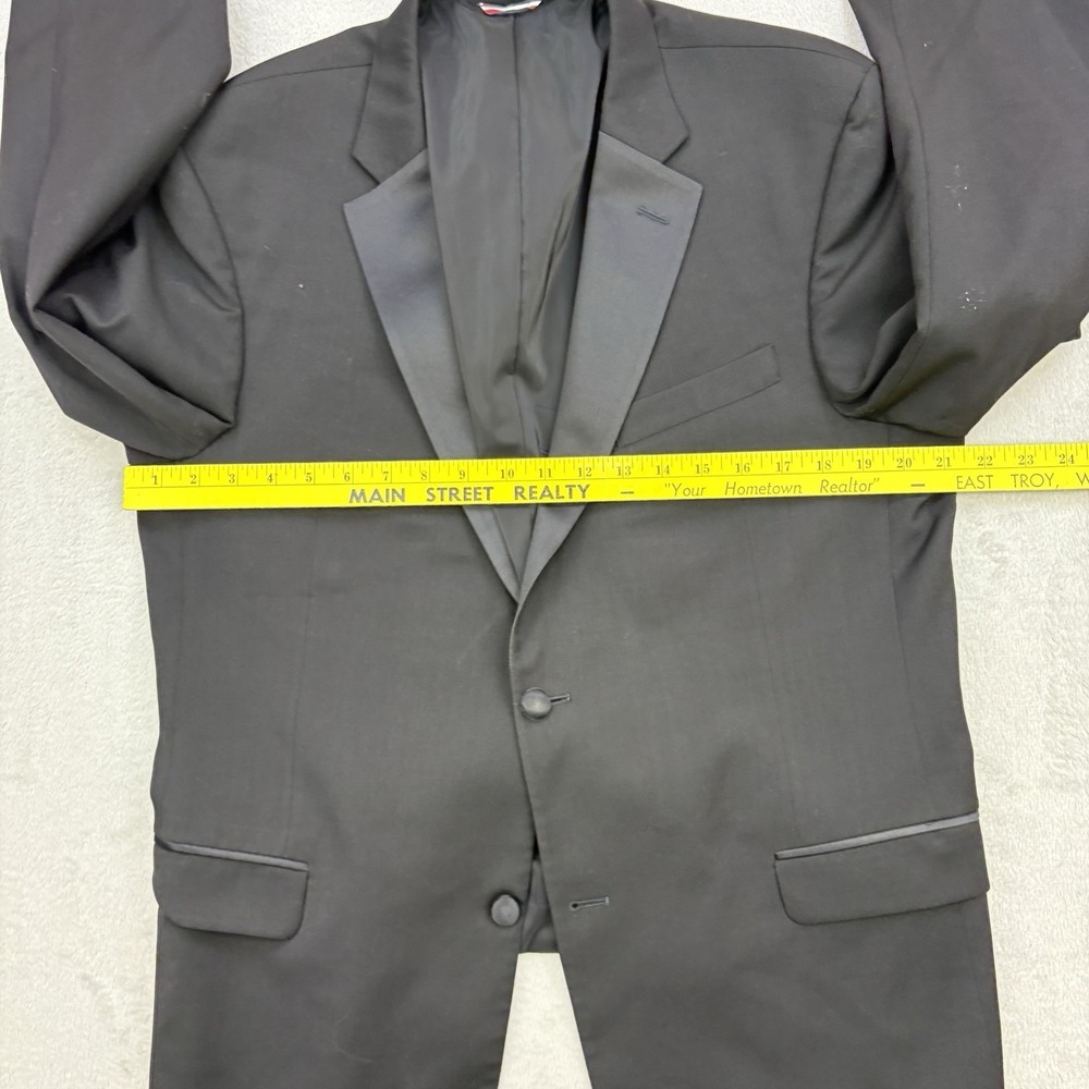 Tommy Hilfiger Tuxedo Mens 42L Black Blazer Wool Blend Notch Lapels Formal Suit - Picture 8 of 13